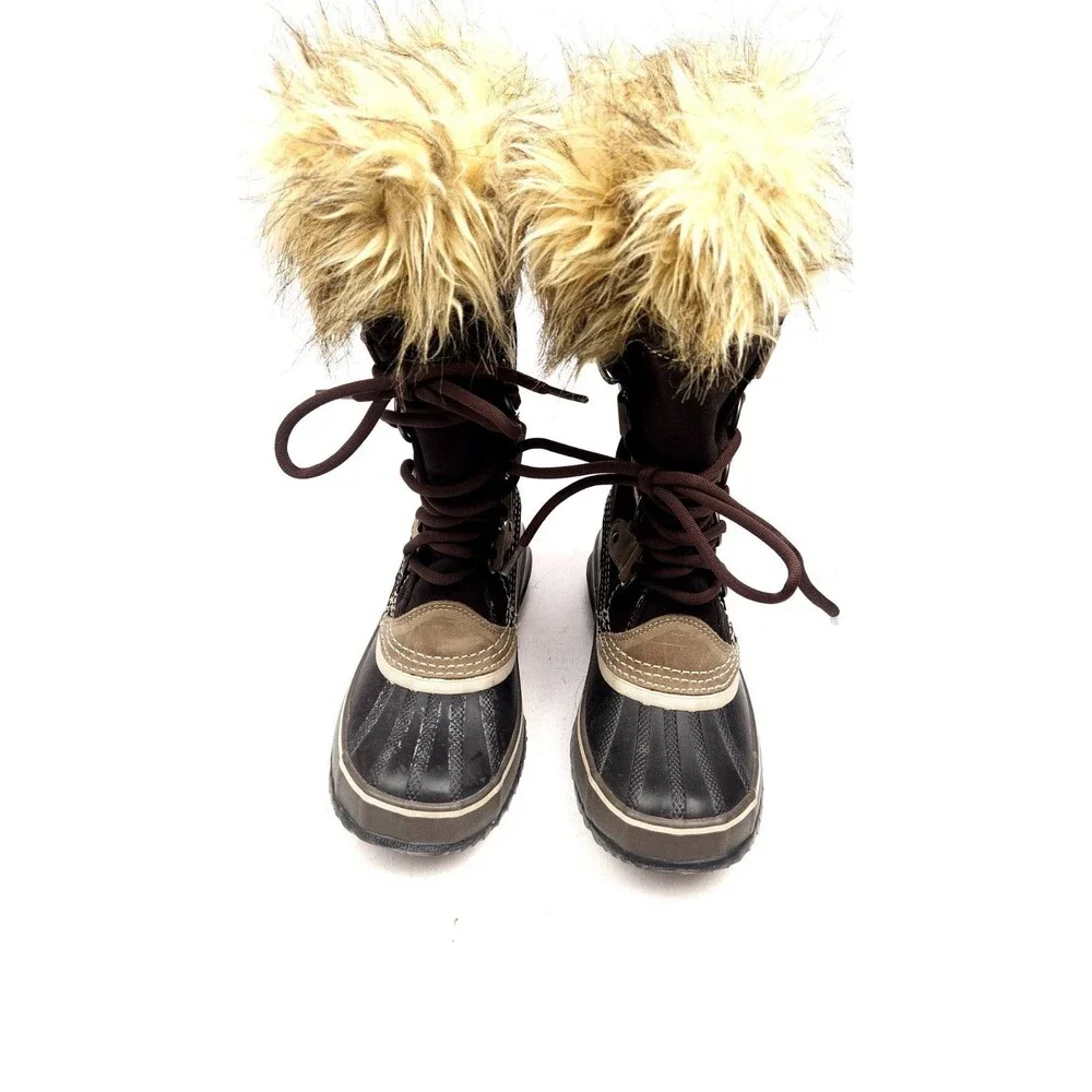 Sorel Joan of Arctic Faux Fur Brown Suede Boot US 5 Lace-Up Winter Snow Boots